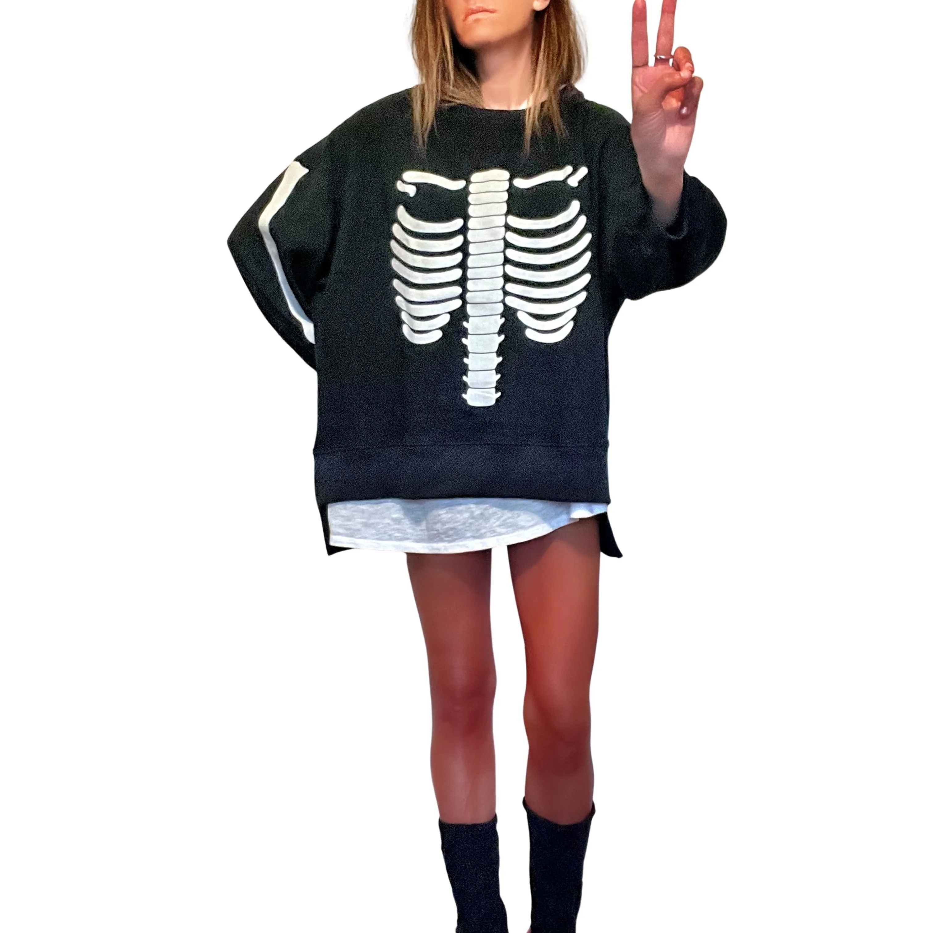'Im A Skeleton" Painted Sweatshirt by Wren   Glory
