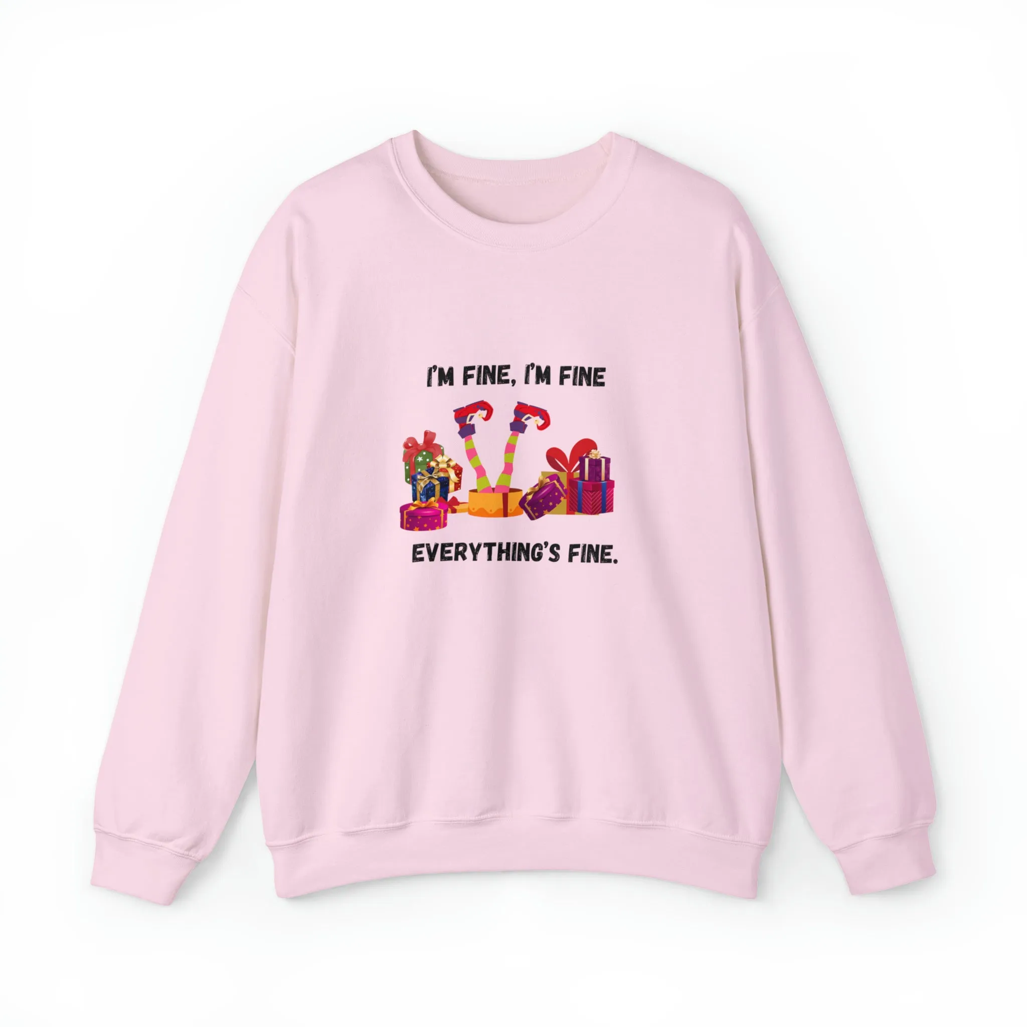 I'm Fine This Is Fine Everything Is Fine Sweatshirt, Christmas Lights Sweatshirt, Anxiety Gift For Xmas, Holiday Gift, Introverts Xmas Gift