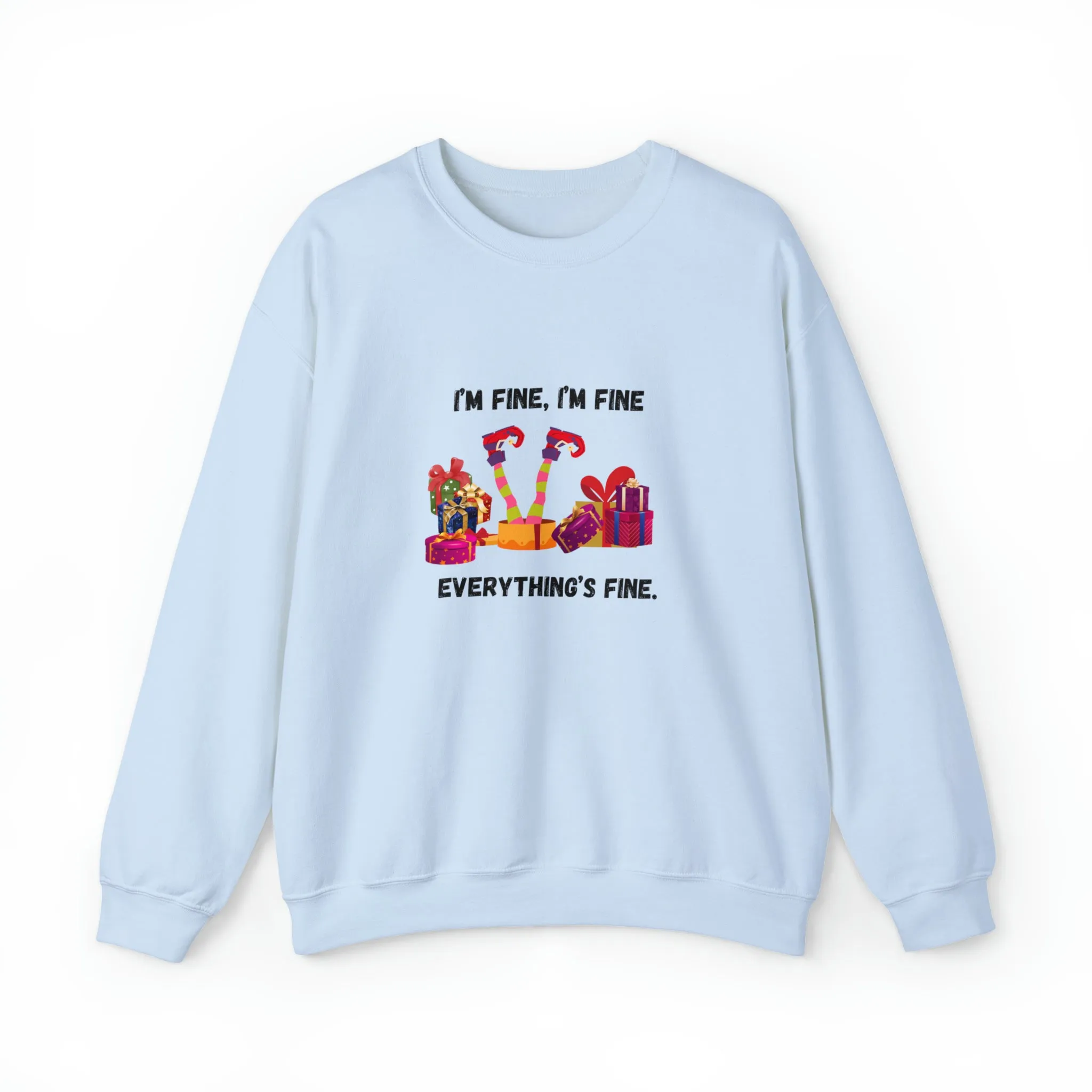 I'm Fine This Is Fine Everything Is Fine Sweatshirt, Christmas Lights Sweatshirt, Anxiety Gift For Xmas, Holiday Gift, Introverts Xmas Gift