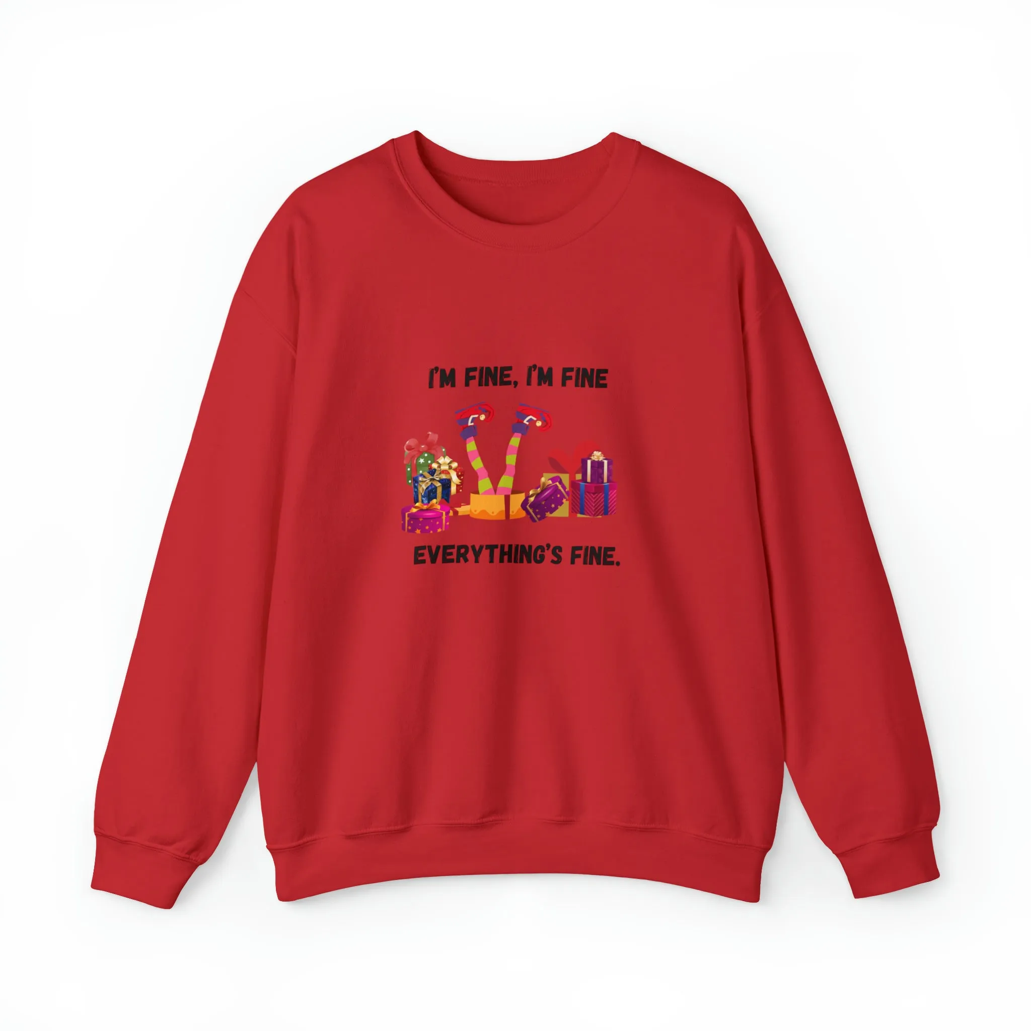 I'm Fine This Is Fine Everything Is Fine Sweatshirt, Christmas Lights Sweatshirt, Anxiety Gift For Xmas, Holiday Gift, Introverts Xmas Gift