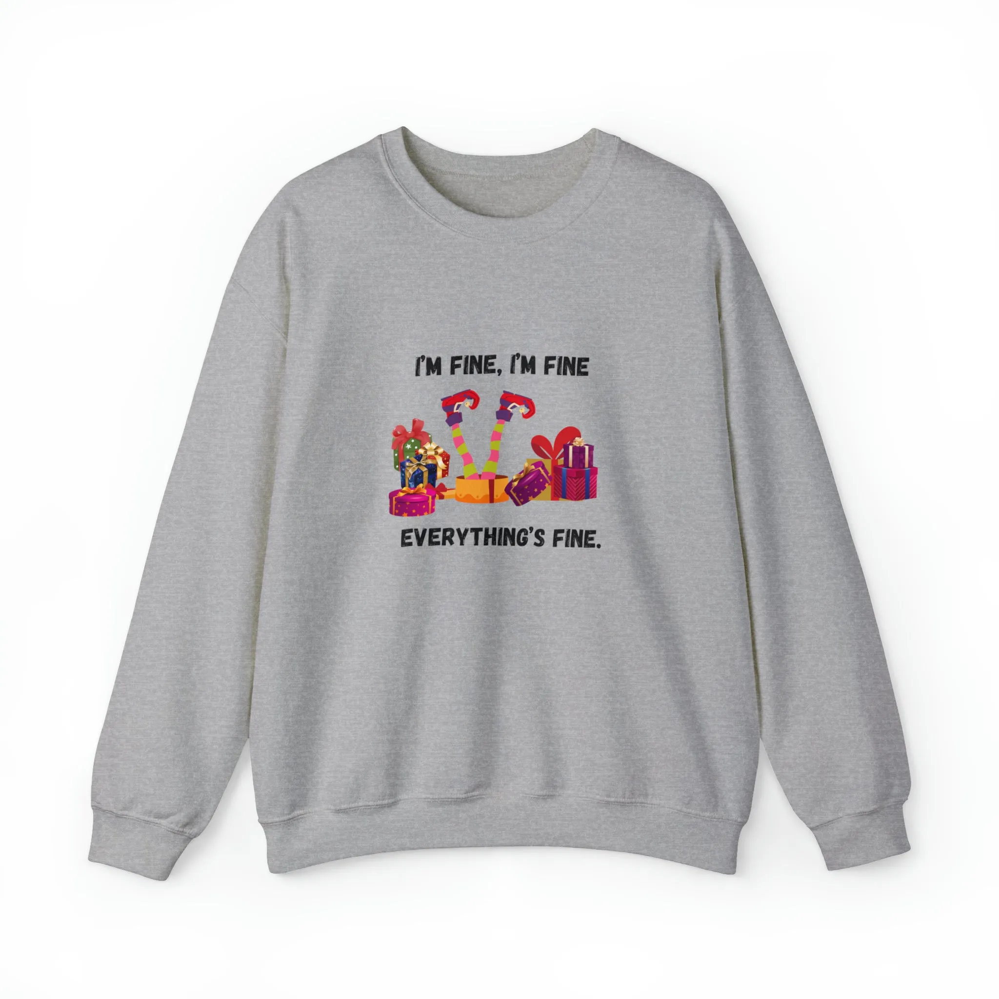 I'm Fine This Is Fine Everything Is Fine Sweatshirt, Christmas Lights Sweatshirt, Anxiety Gift For Xmas, Holiday Gift, Introverts Xmas Gift