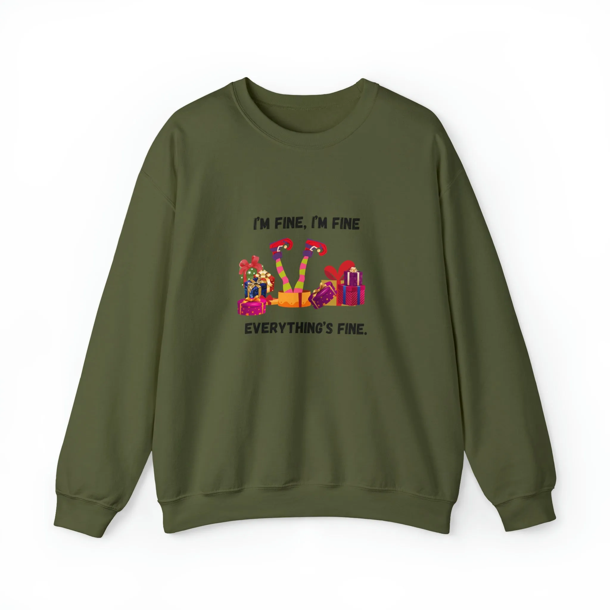 I'm Fine This Is Fine Everything Is Fine Sweatshirt, Christmas Lights Sweatshirt, Anxiety Gift For Xmas, Holiday Gift, Introverts Xmas Gift