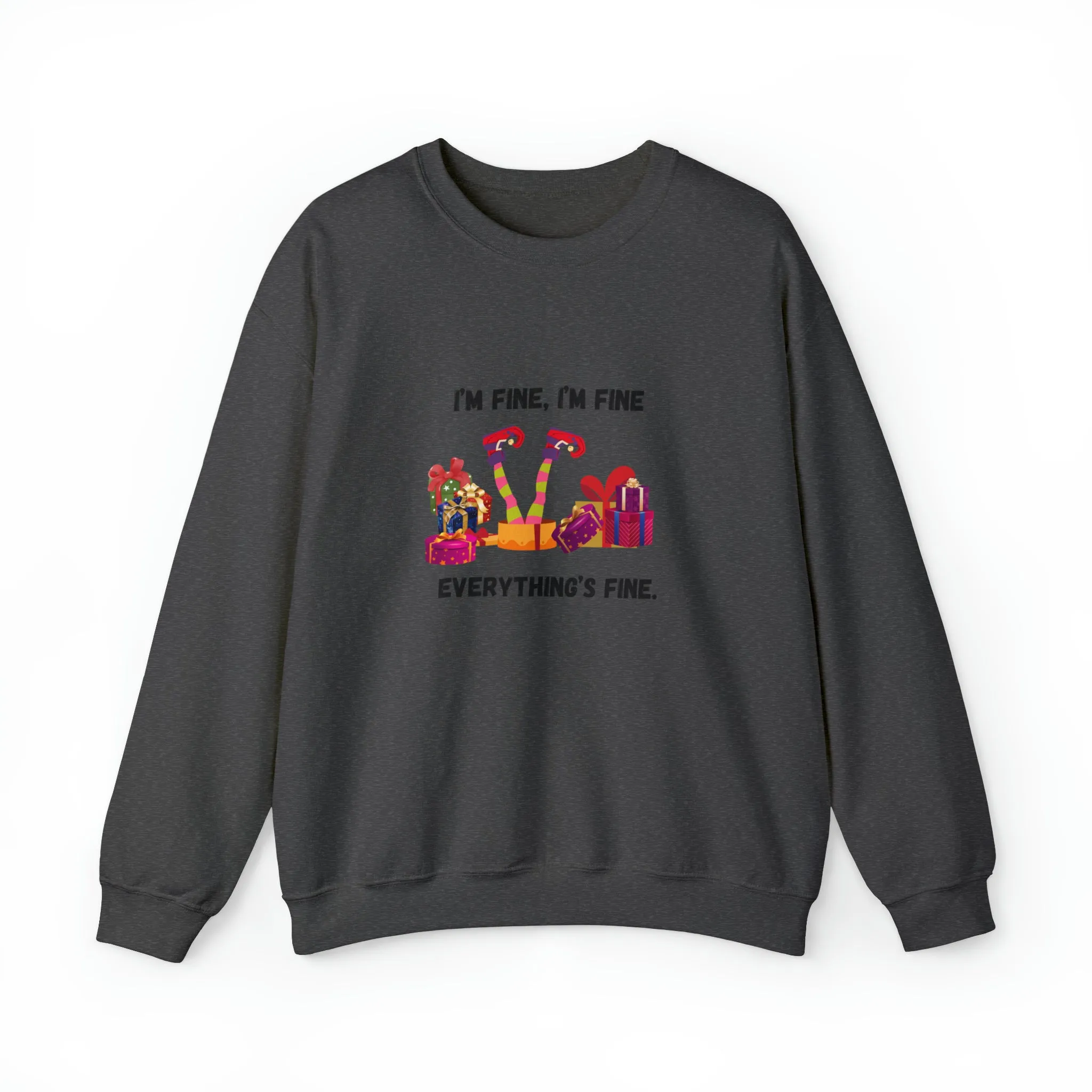 I'm Fine This Is Fine Everything Is Fine Sweatshirt, Christmas Lights Sweatshirt, Anxiety Gift For Xmas, Holiday Gift, Introverts Xmas Gift