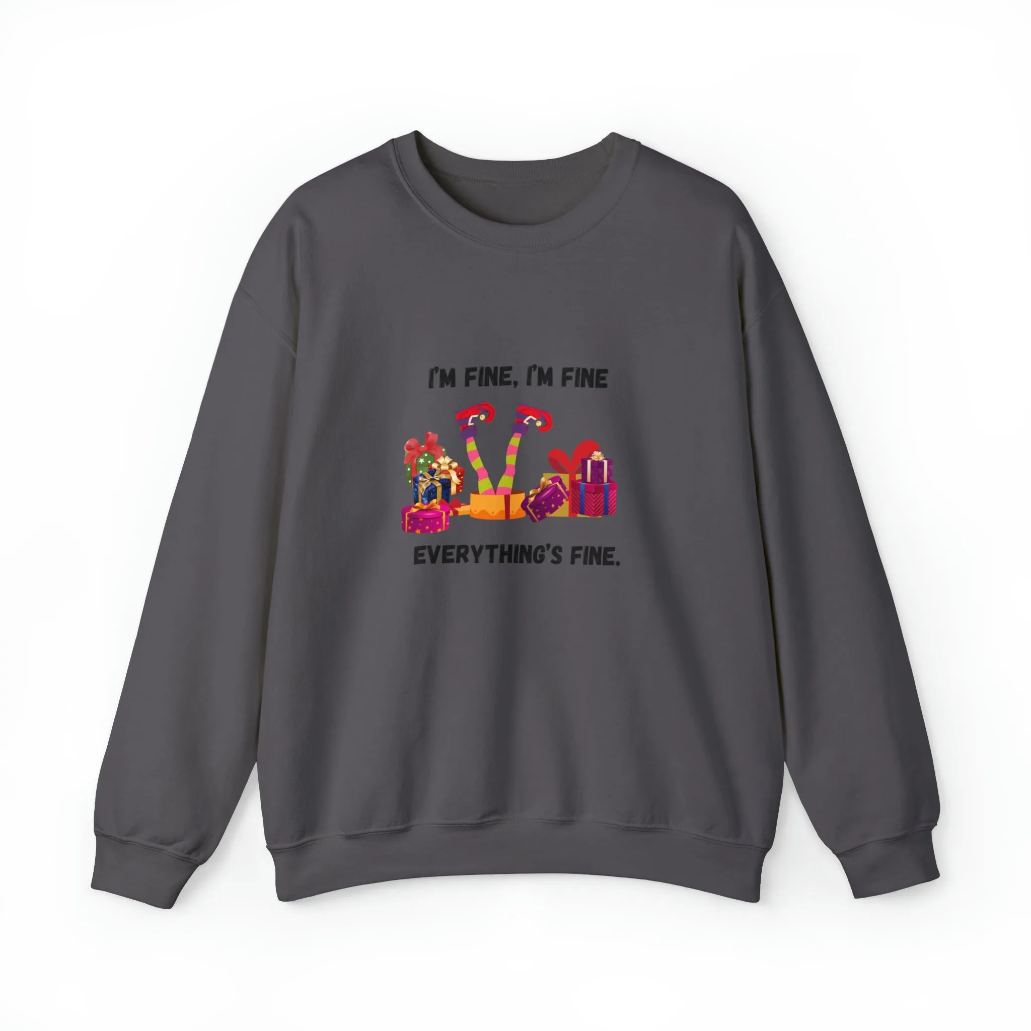 I'm Fine This Is Fine Everything Is Fine Sweatshirt, Christmas Lights Sweatshirt, Anxiety Gift For Xmas, Holiday Gift, Introverts Xmas Gift