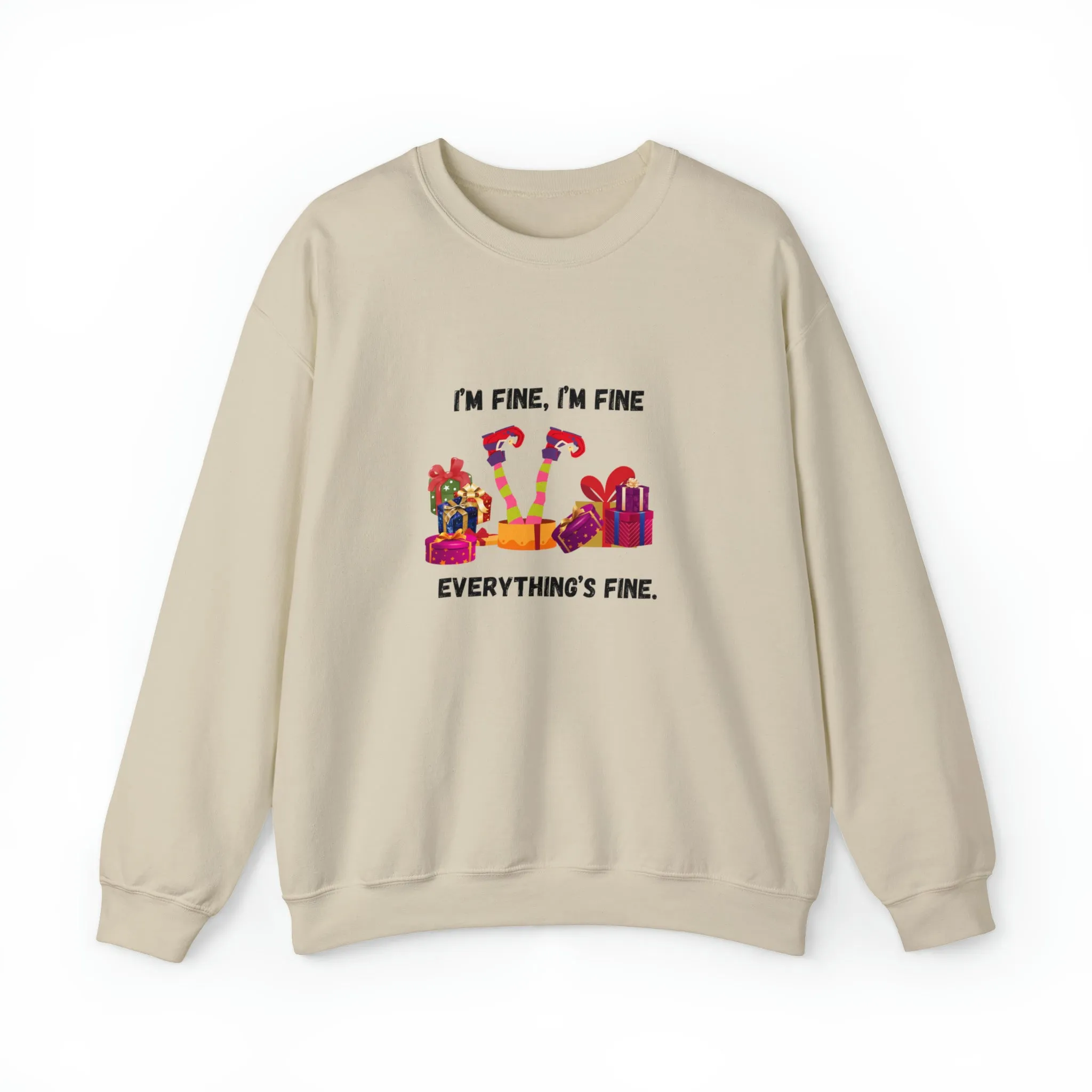 I'm Fine This Is Fine Everything Is Fine Sweatshirt, Christmas Lights Sweatshirt, Anxiety Gift For Xmas, Holiday Gift, Introverts Xmas Gift