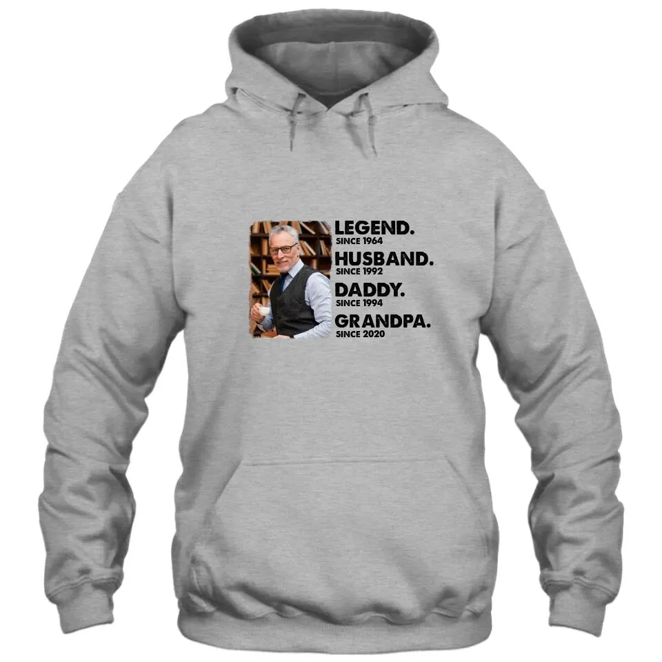 Legend Husband Daddy Grandpa - Custom Photo T-Shirt and Hoodie - Custom Gift for Father's Day, Christmas
