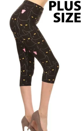 Leggings Depot CPX-R862W KITTY MLEP PLUS One Size Crop Leggings