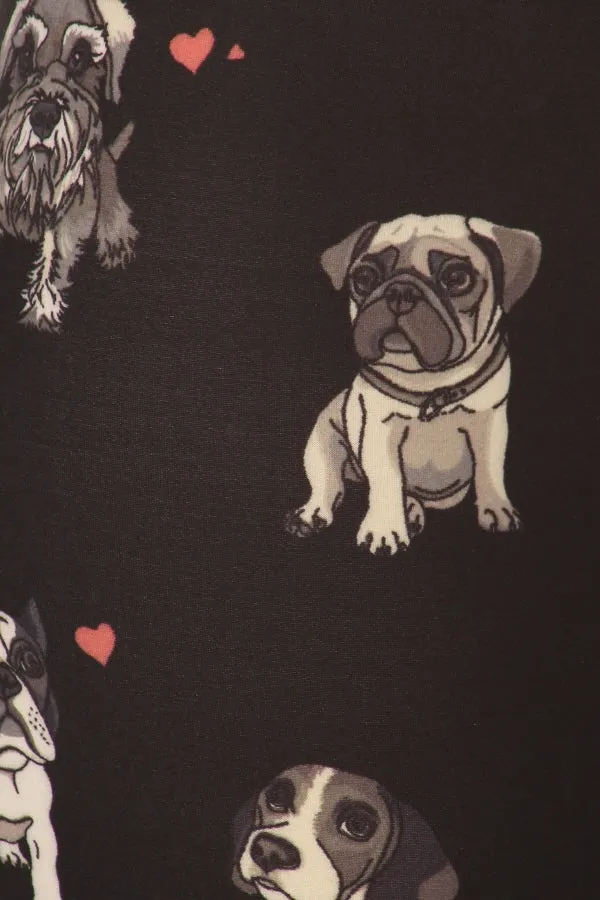 Leggings Depot LDR-R925W DOGS ON BLACK One Size Full Length Leggings