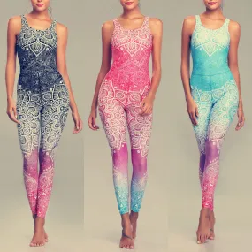 LI-FI Mandala Print Yoga Set Fitness Women Sports Running Suit Gym Wear Halter Vest Workout Elastic Quick Dry Yoga Sets