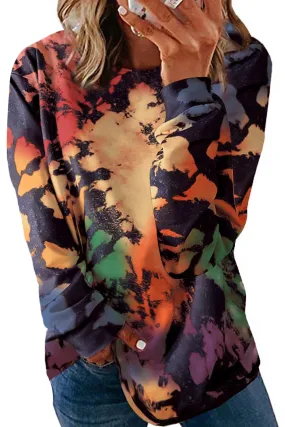 Loose Fit Crew Neck Tie Dye Sweatshirt