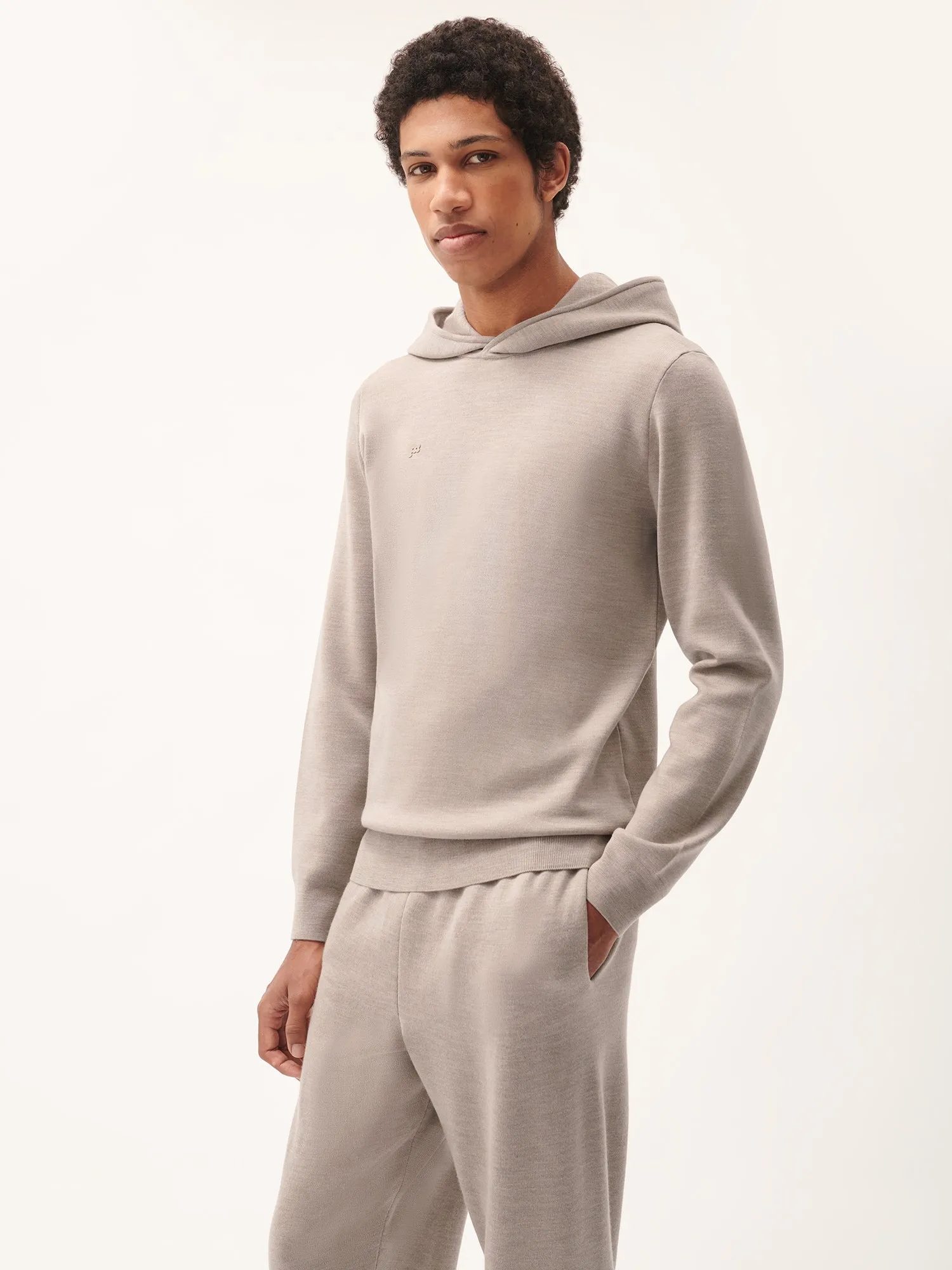 Mens DNA Regenerative Merino Wool Hoodie—stone marl