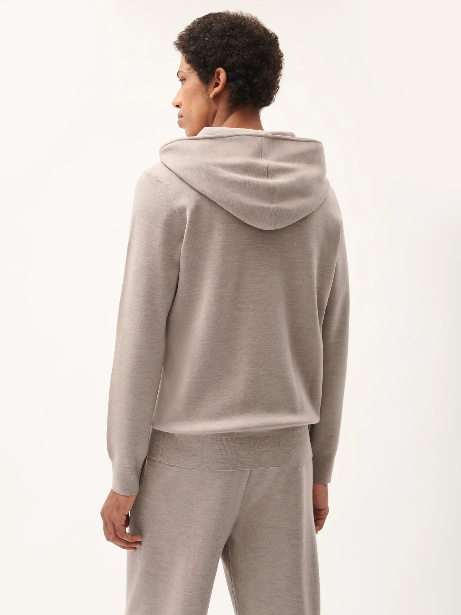 Mens DNA Regenerative Merino Wool Hoodie—stone marl