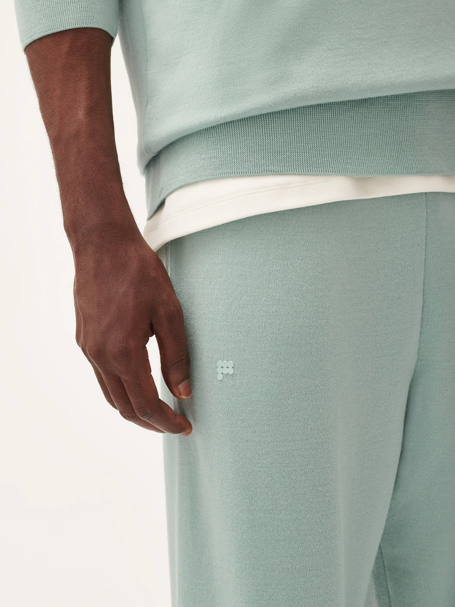 Mens Regenerative Merino Wool Track Pants—eucalyptus blue