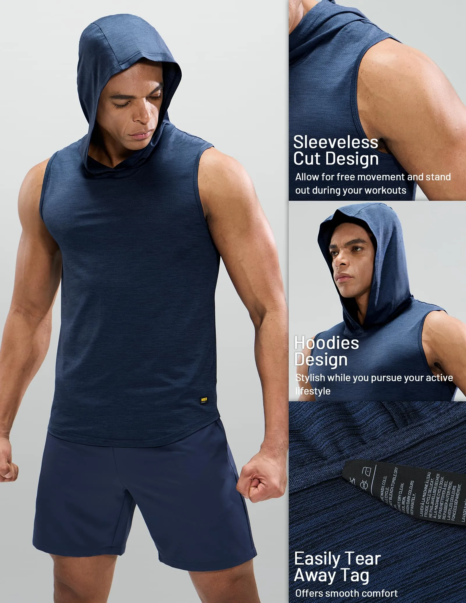 Men's Sleeveless Tank Top with Hood Quick Dry Shirts