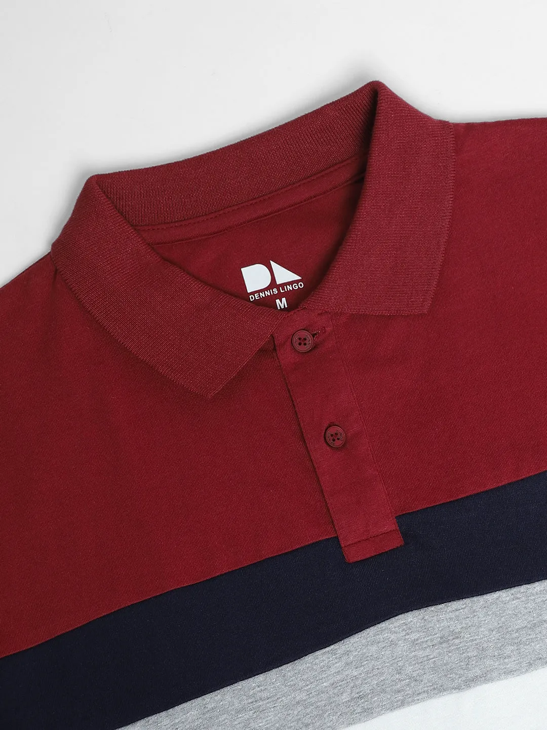 Men's Spread Collar Regular Fit Y/D Stripes Maroon T-shirt