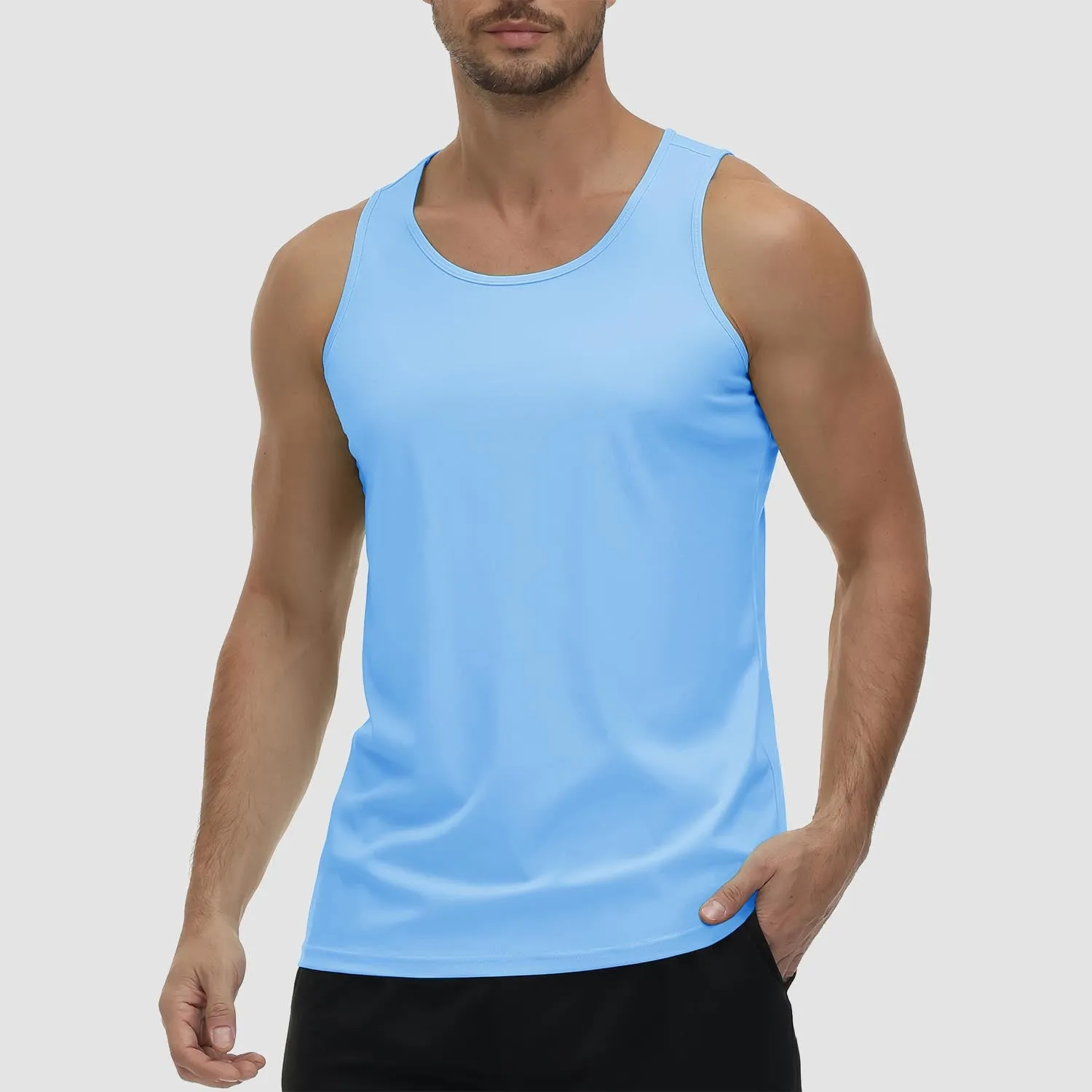 Men's Tank Top UPF 80  Sun Protection Quick Dry Stretchy Athletic Sleeveless Uv Golf Shirts for Workout Training