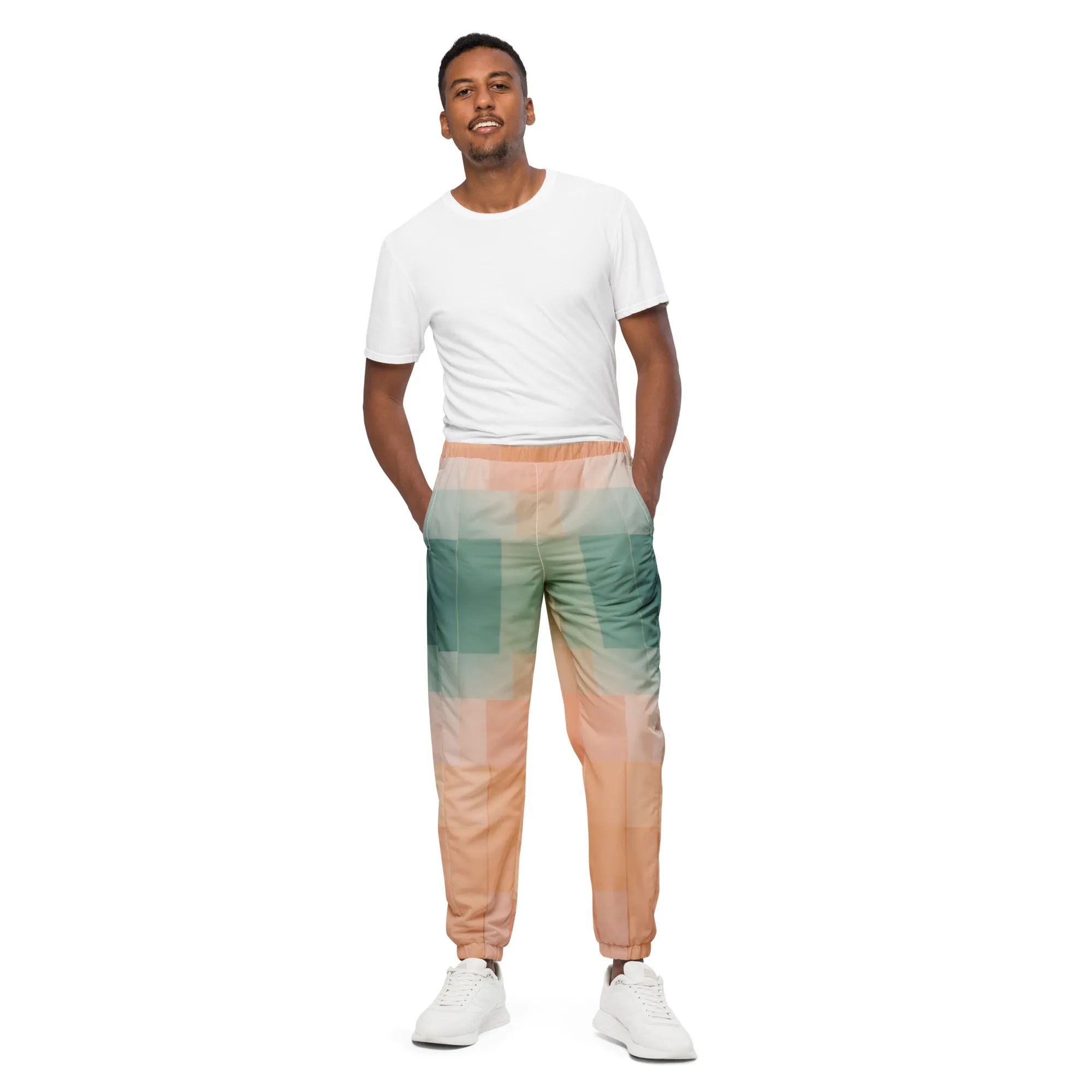 Modern Abstract Streetwear: Green lounge pants for men and women