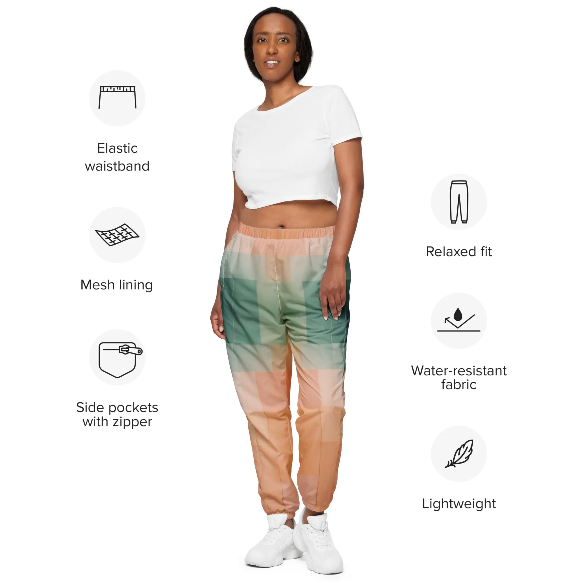 Modern Abstract Streetwear: Green lounge pants for men and women