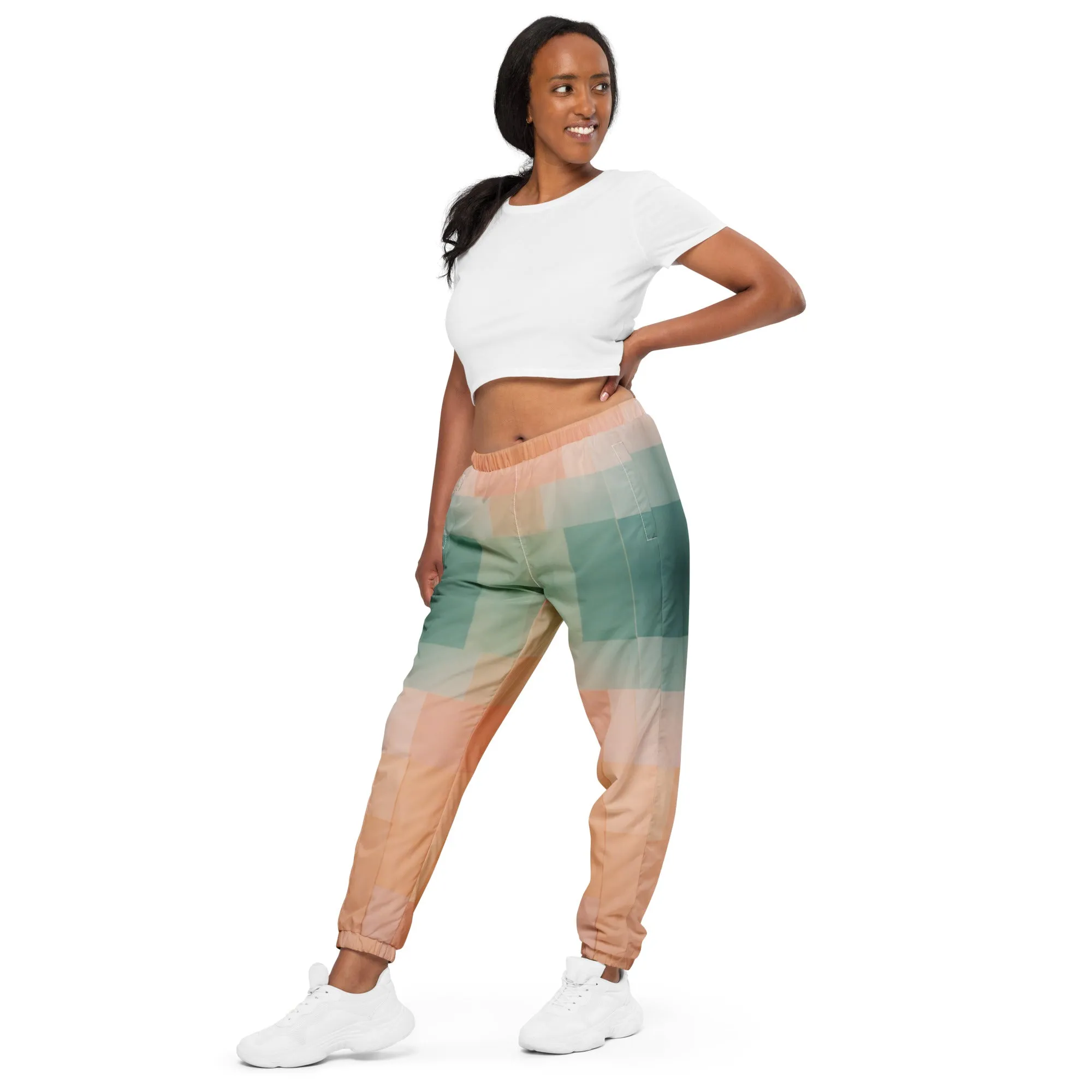 Modern Abstract Streetwear: Green lounge pants for men and women