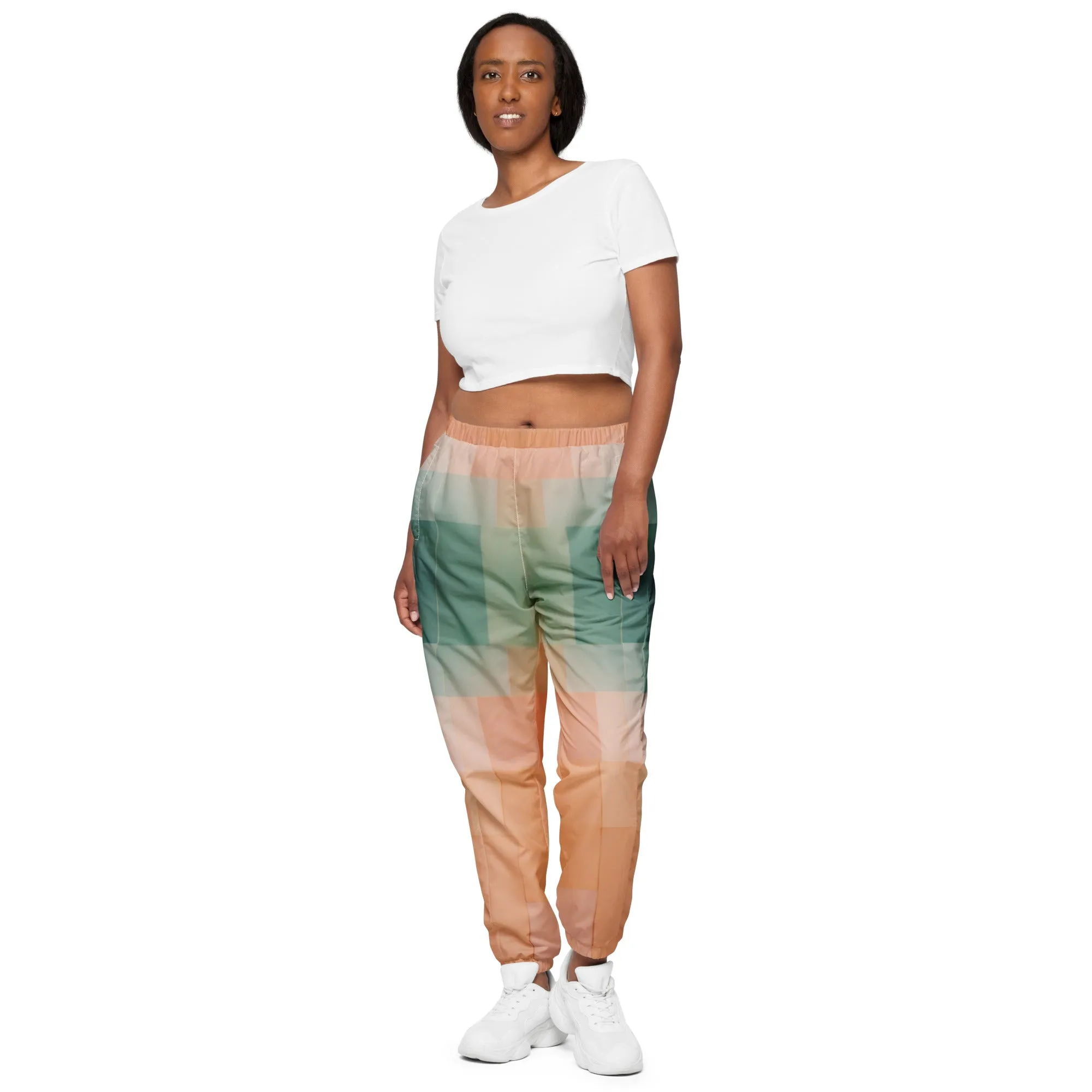 Modern Abstract Streetwear: Green lounge pants for men and women
