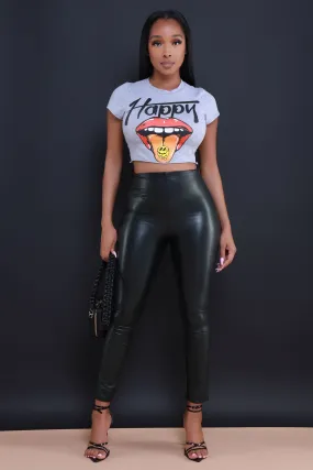 New Fire Faux Leather Leggings - Black