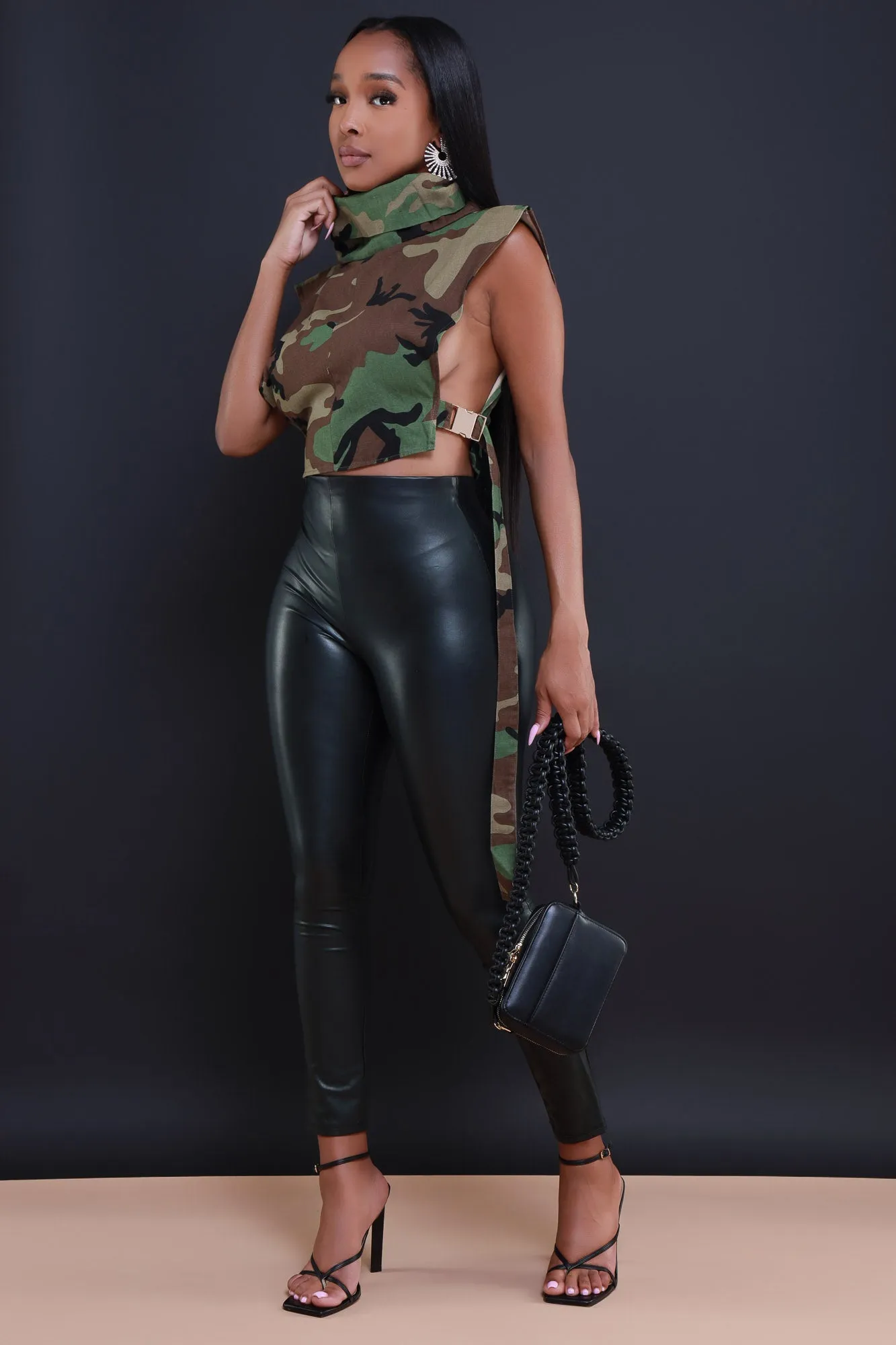 New Fire Faux Leather Leggings - Black