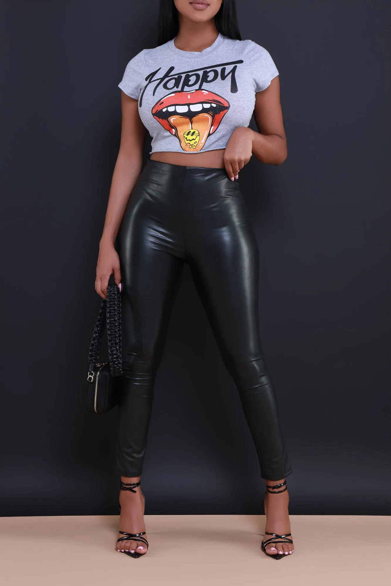 New Fire Faux Leather Leggings - Black