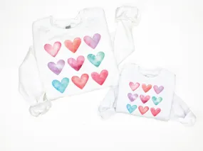 Nine Heart Matching Mommy & Me Pure White Sweatshirts