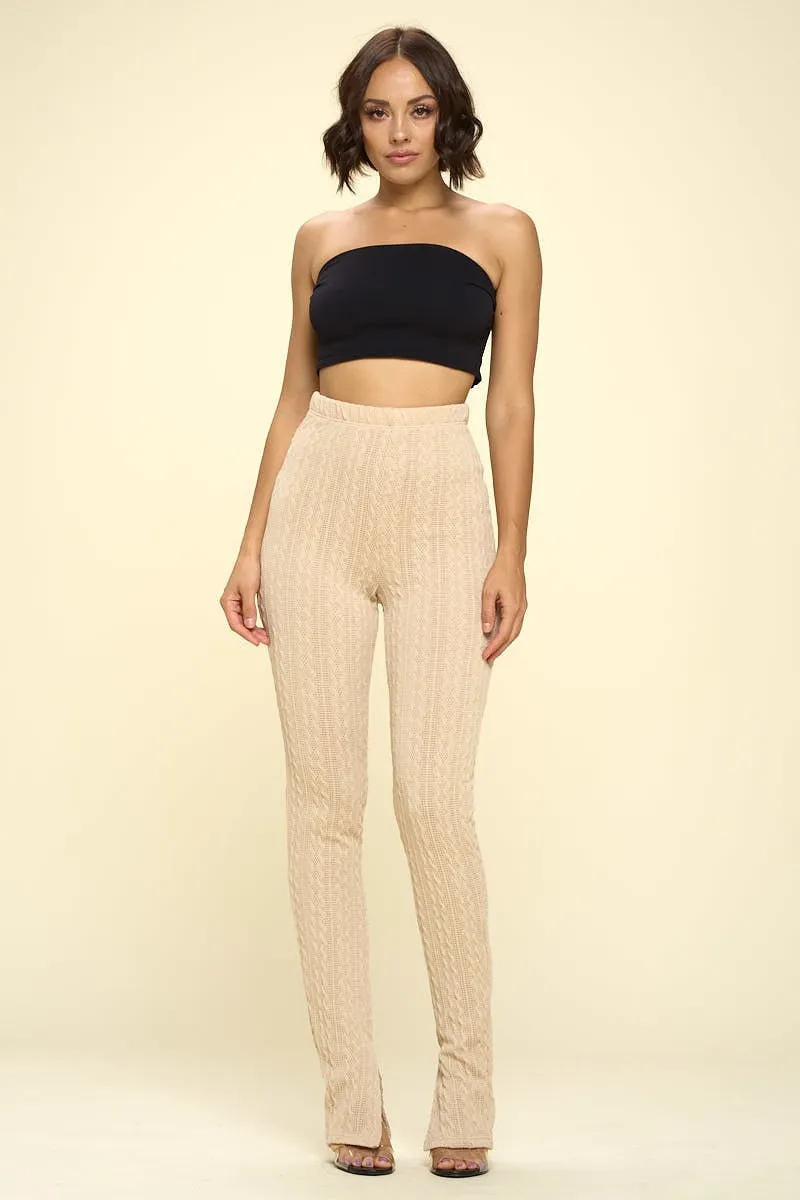 Oatmeal Knitted High Rise Leggings