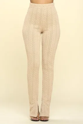Oatmeal Knitted High Rise Leggings