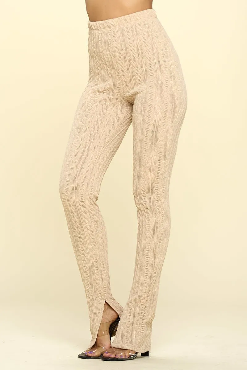 Oatmeal Knitted High Rise Leggings