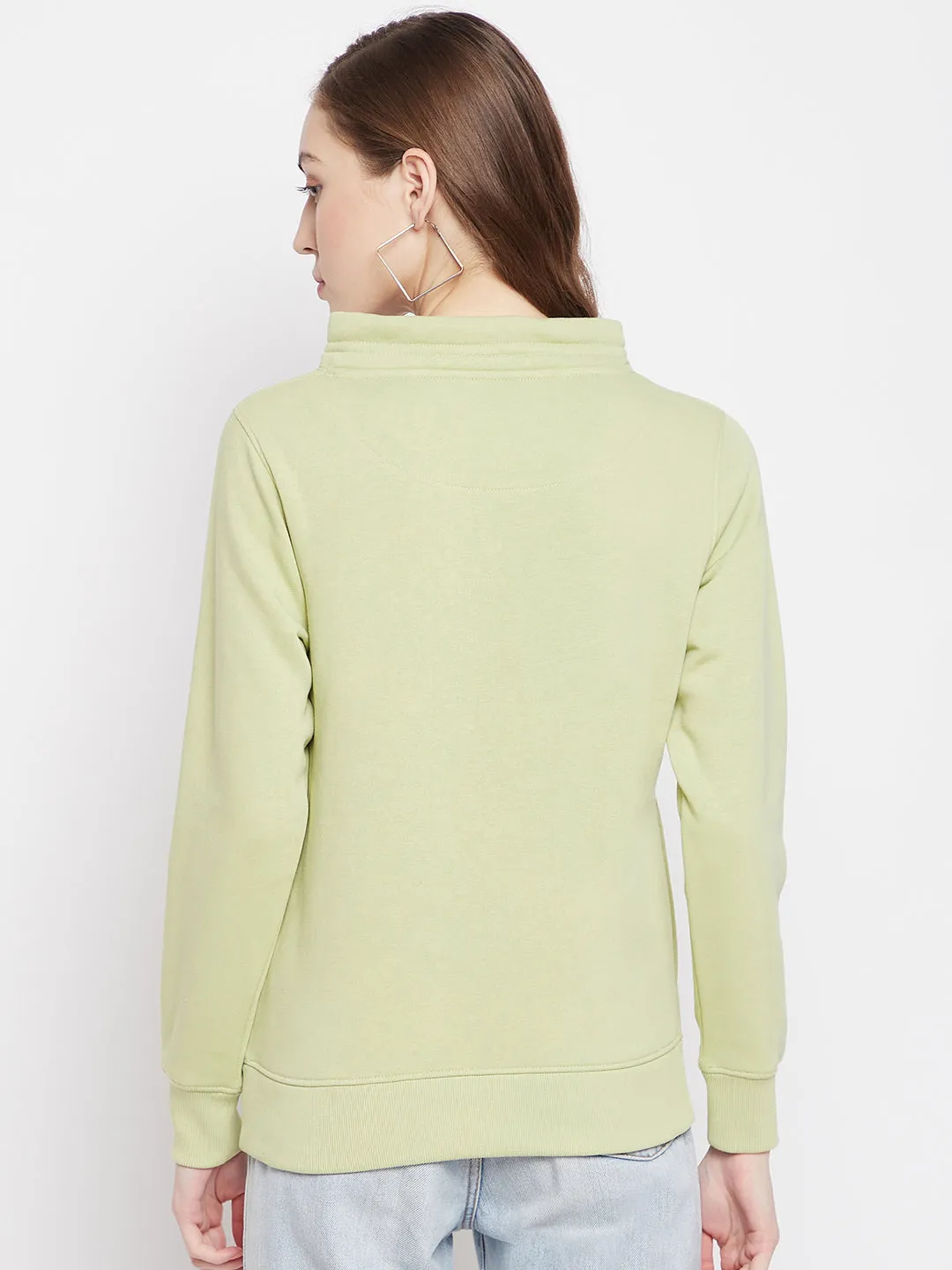 Olive Printed Turtle Neck Sweatshirt
