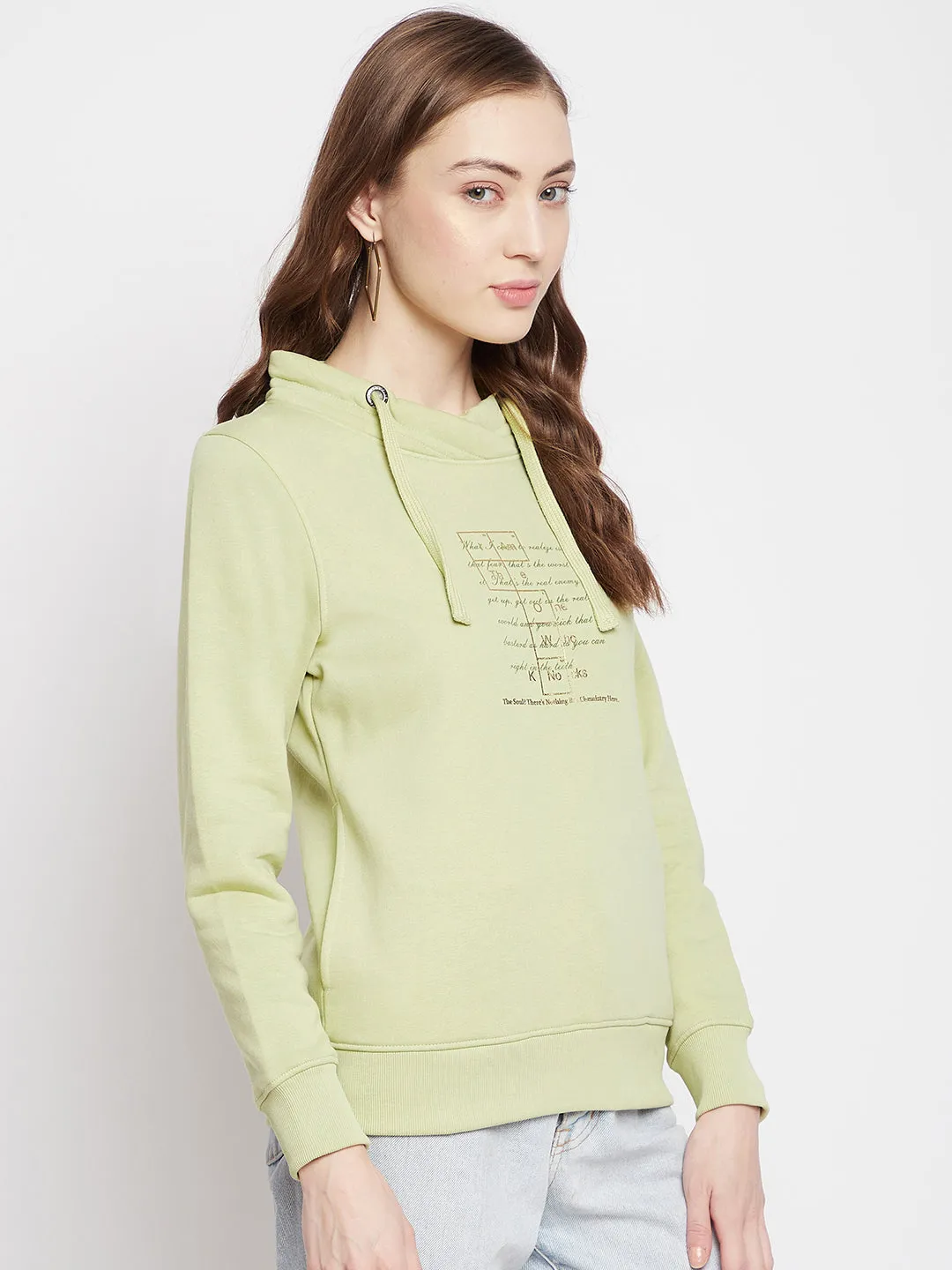 Olive Printed Turtle Neck Sweatshirt