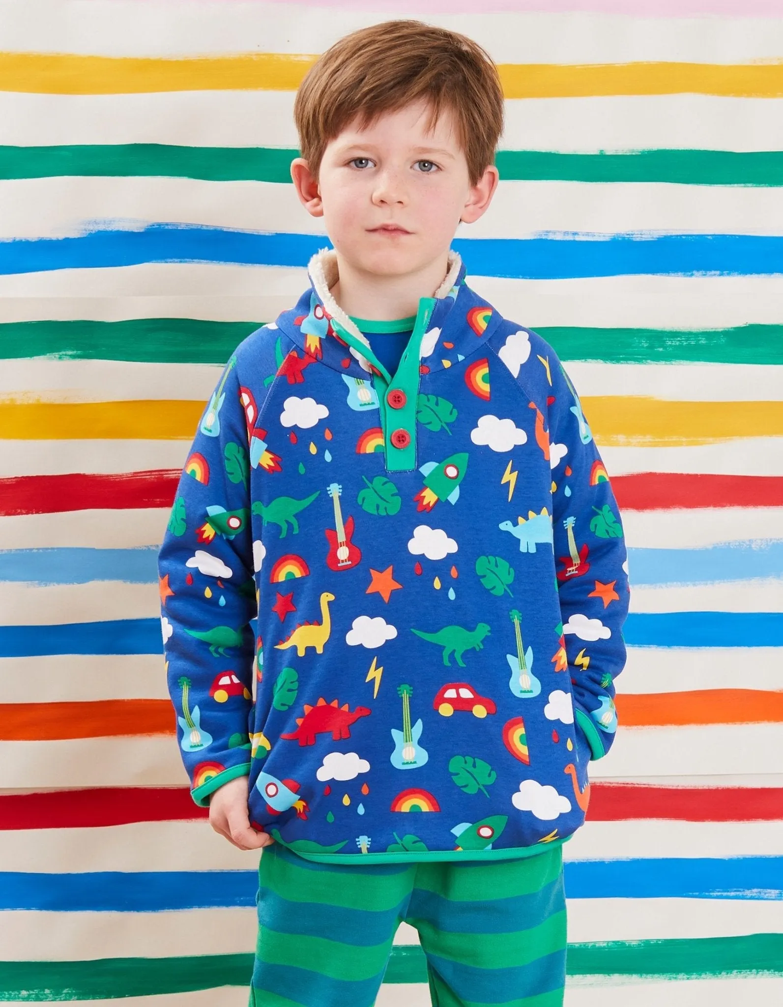 Organic Playtime Mix-Up Print Cosy Fleece Sweatshirt