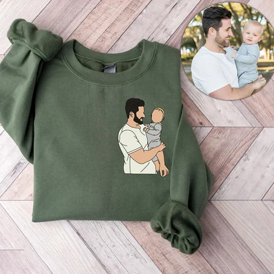 Personalized Dad Embroidery Custom Photo Roman Numeral Fathers Day Gift