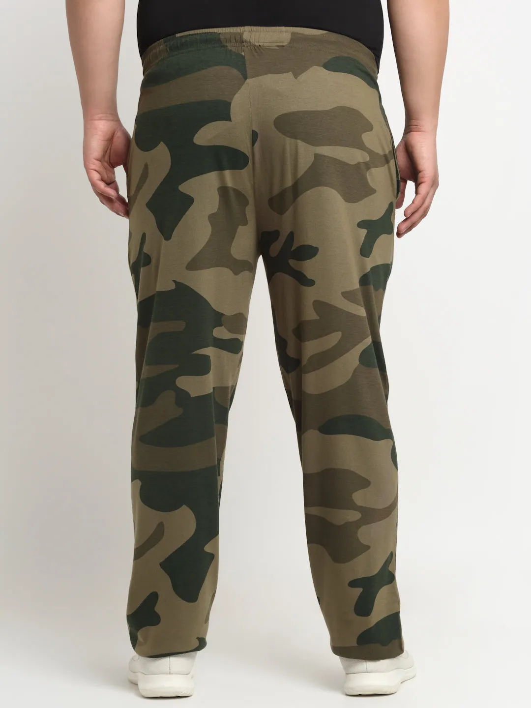plusS Men Plus Size Camouflage Printed Straight-Fit Cotton Track Pant