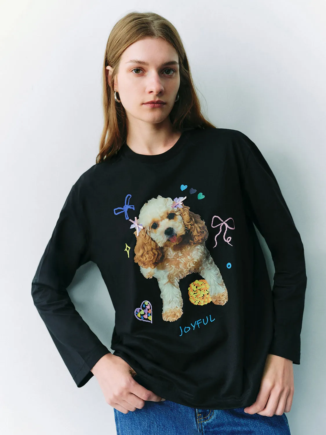 Puppy Printed Loose T-Shirts