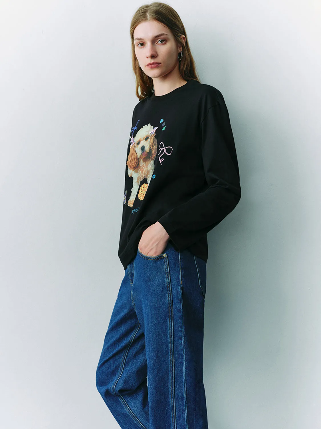 Puppy Printed Loose T-Shirts