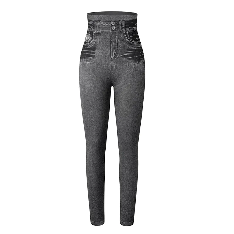 Push Up Seamless High Waist Warm Jeans Leggings