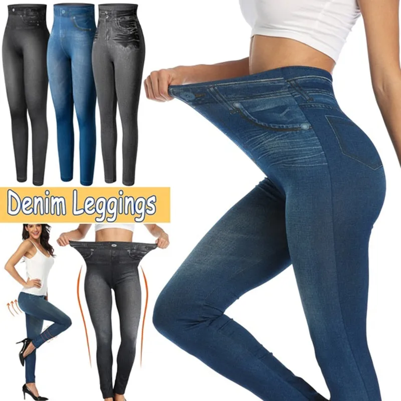 Push Up Seamless High Waist Warm Jeans Leggings