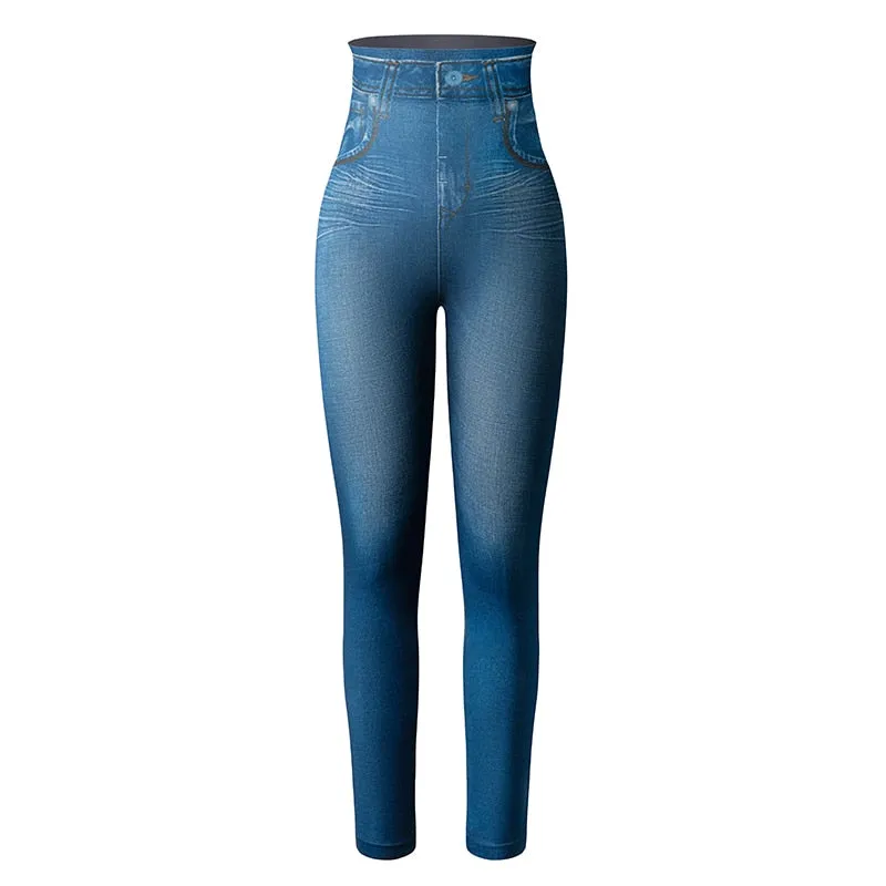 Push Up Seamless High Waist Warm Jeans Leggings