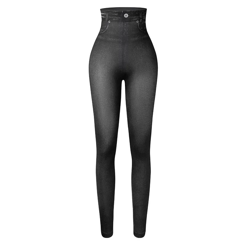 Push Up Seamless High Waist Warm Jeans Leggings