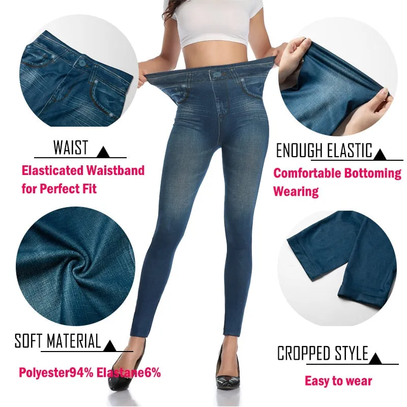 Push Up Seamless High Waist Warm Jeans Leggings