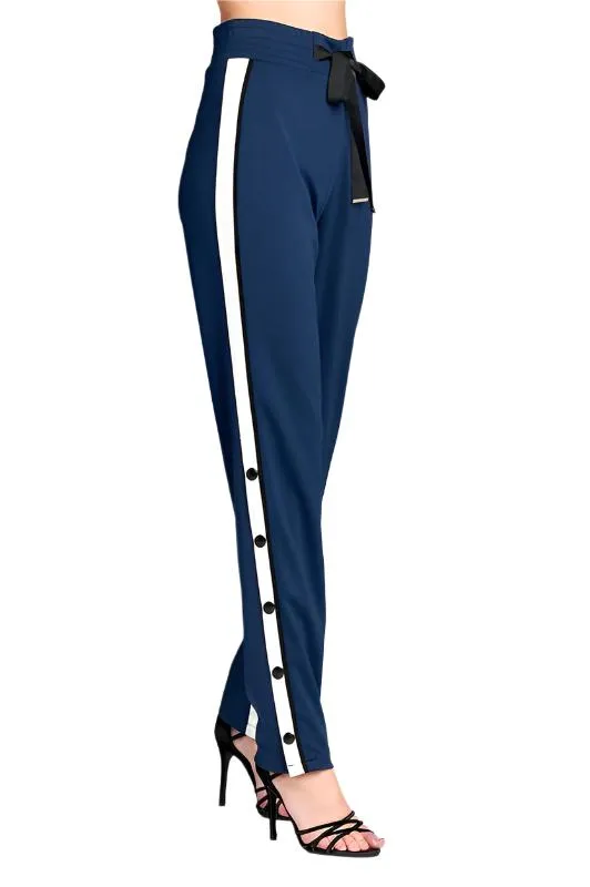 Quintrell Ribbon Side Button Track Pants