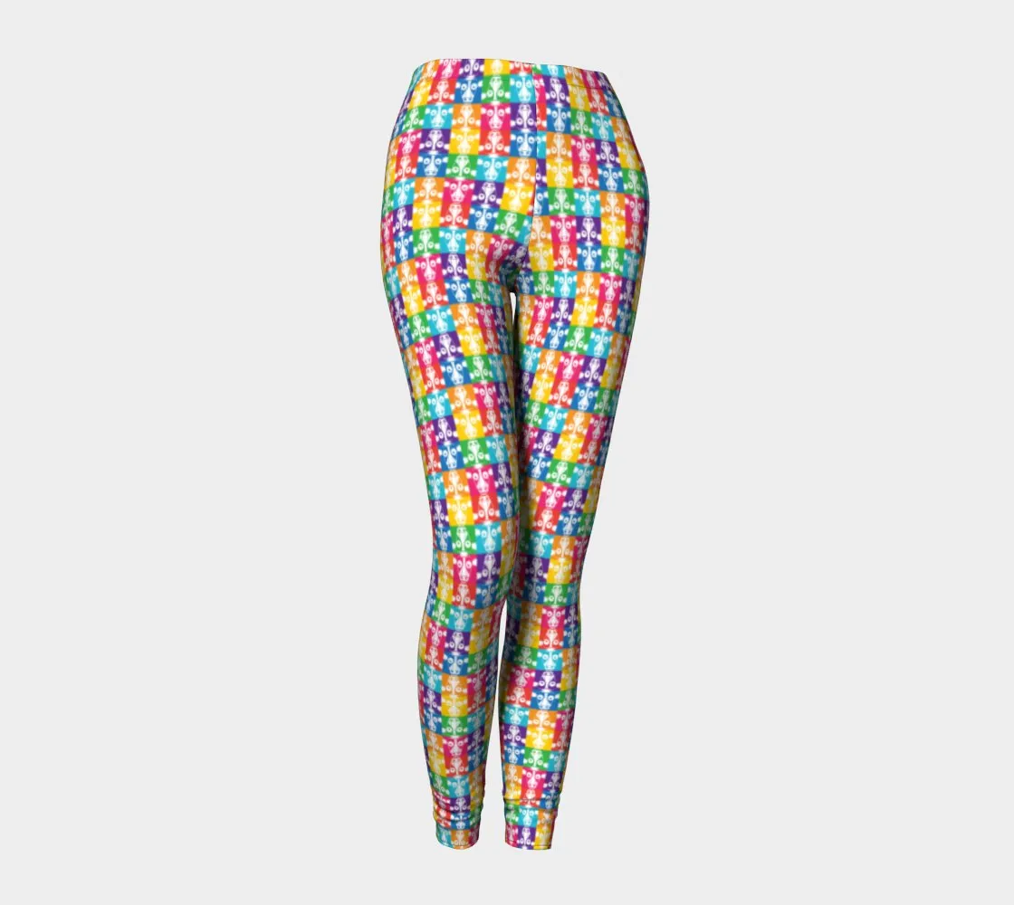 "Don't Have a Cow, Have Tofu!" (multi-color checker print) Printed Leggings