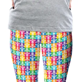 "Don't Have a Cow, Have Tofu!" (multi-color checker print) Printed Leggings