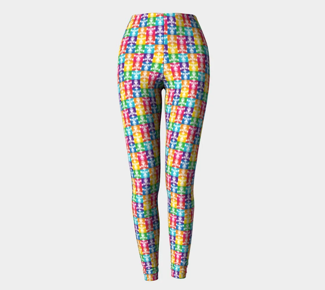 "Don't Have a Cow, Have Tofu!" (multi-color checker print) Printed Leggings