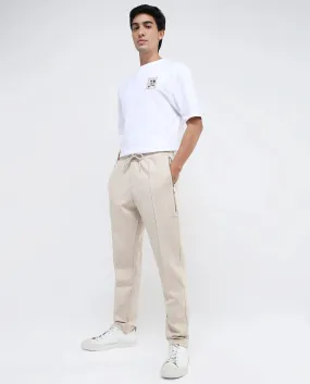 Rare Rabbit Men Scot Light Beige Full Sleeve Drawstring Closure Slim Fit Plain Track Pant