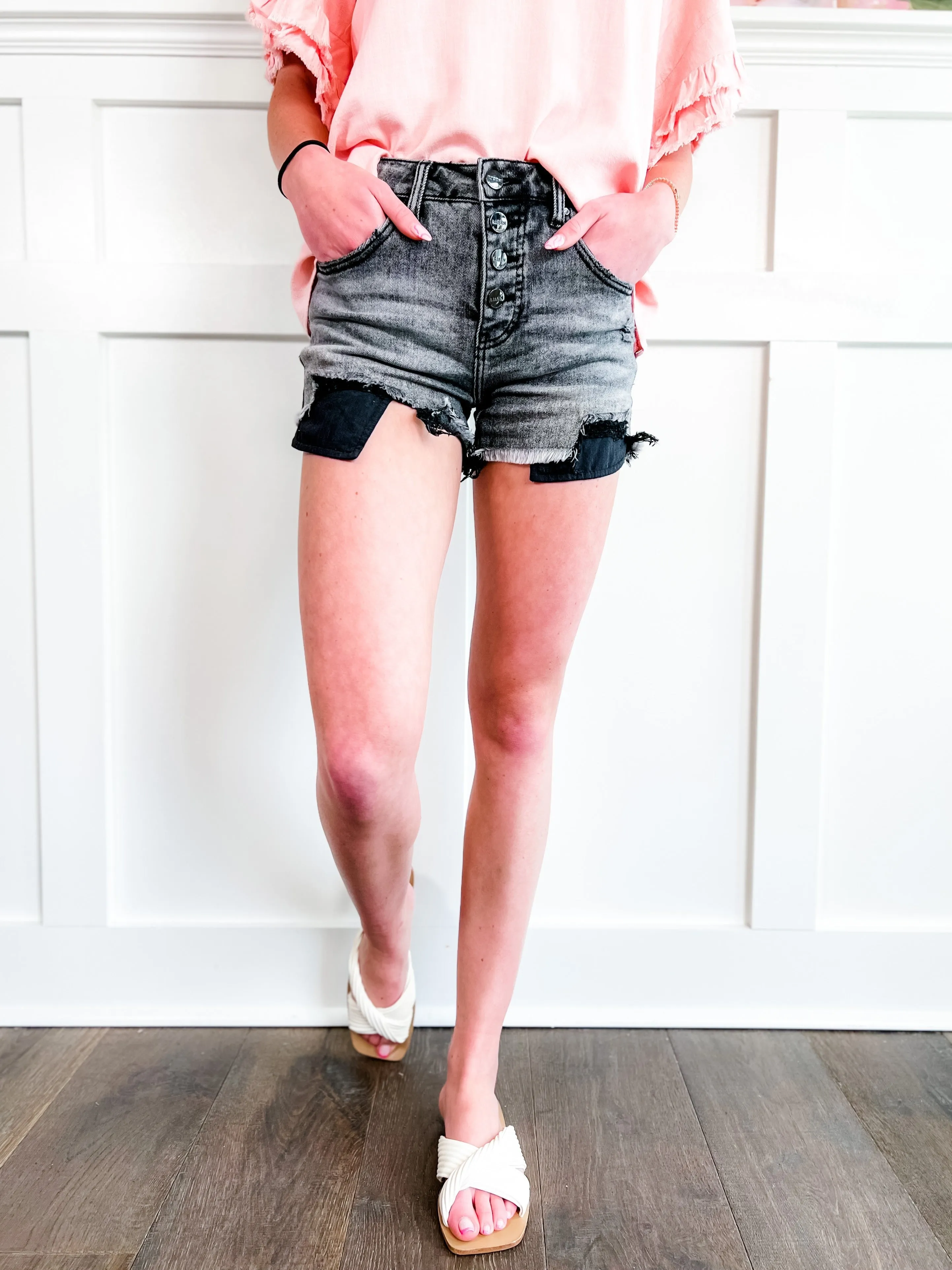 Risen Dark Grey Button Down Shorts