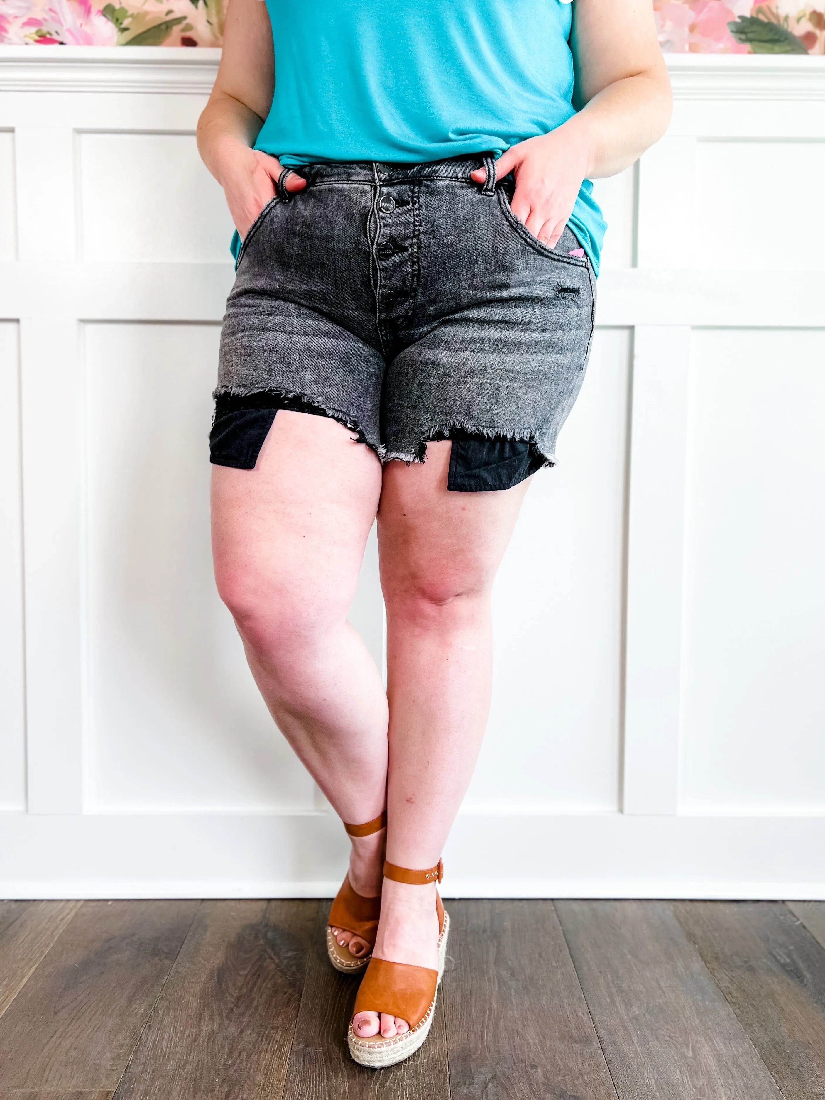 Risen Dark Grey Button Down Shorts
